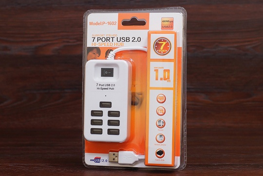 USB HUB P-1602 7USB 2.0 1m (білий)