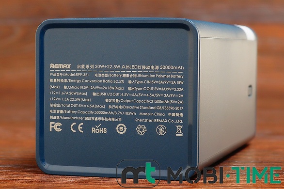 Power Bank Remax RPP-321 50000mAh 22.5W (тем.-синій)