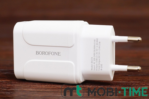 МЗП блок Borofone BA37A (2USB/2.4A) (білий)