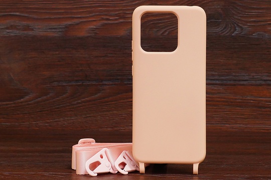 Силікон Crossbody Xiaom 10C з шнурком Pink sand