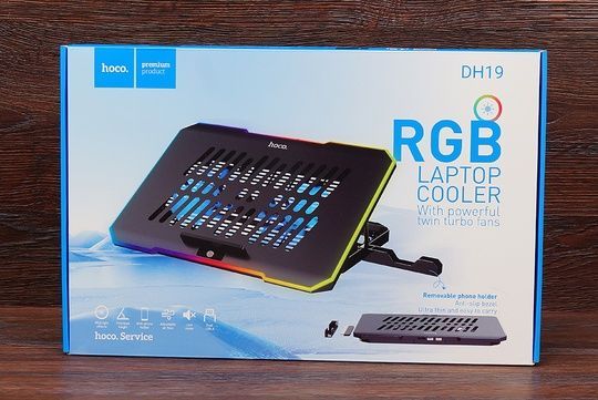 Підставка для охолодження ноутбука Hoco DH19 17"RGB чор
