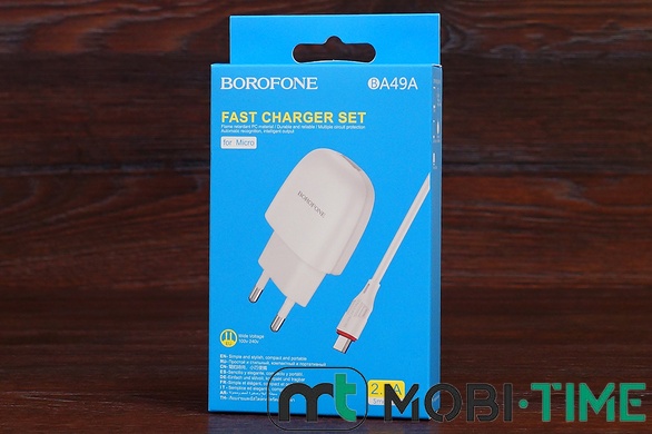 МЗП Borofone BA49A micro (1USB/2.1A) (білий)