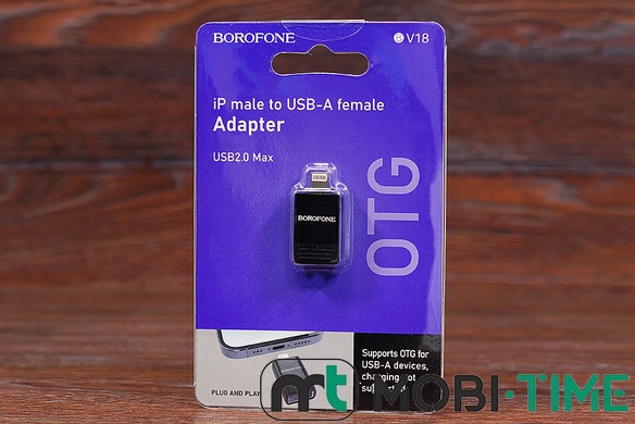 OTG Borofone BV18 Lightning male to USB-A female (чорний)